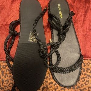 Fashion Nova Black Rope Sandals